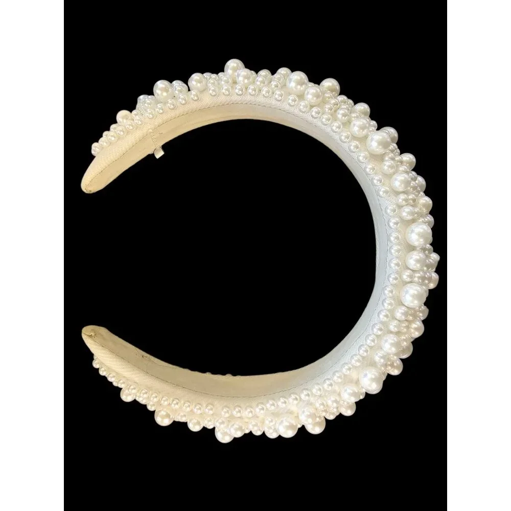 White/Large Pearl Bridal Headband - Marionat